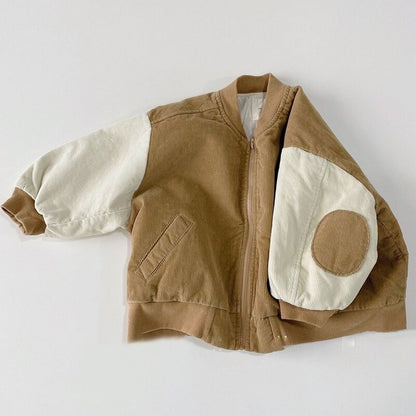 Patched Corduroy Bomber Jacket