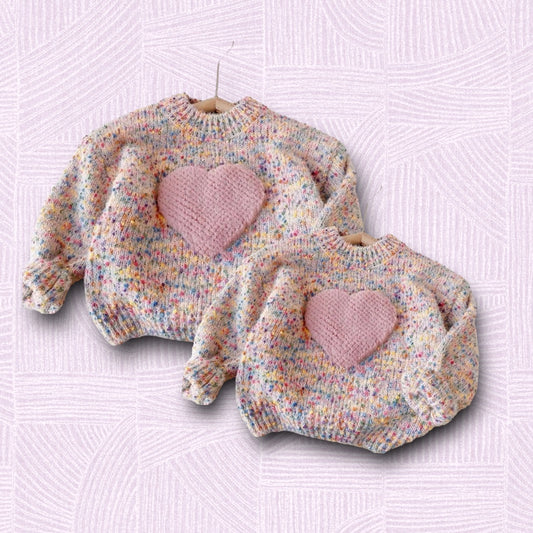 Pinky Heart Toddler Knit Sweater
